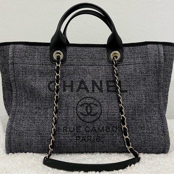 Chanel Deauville X-Large Dark Grey Tweed - Picture 12 of 15